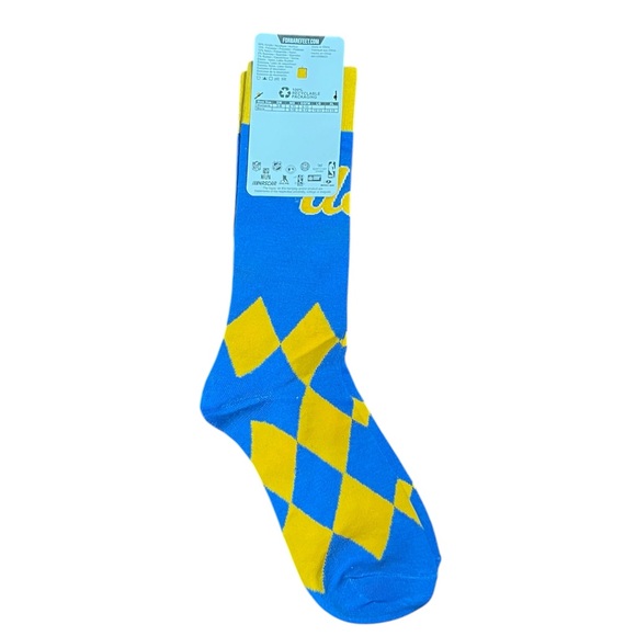 New UCLA Sports Blue and Yellow Argyle Socks - Picture 2 of 2